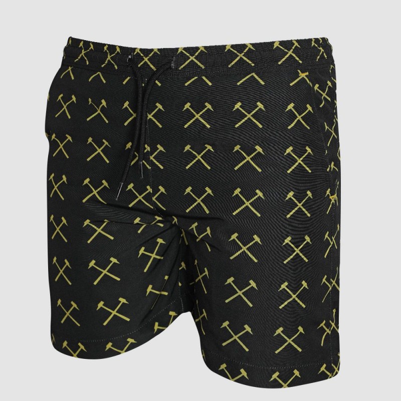 Black Crossed Hammers Beach Shorts