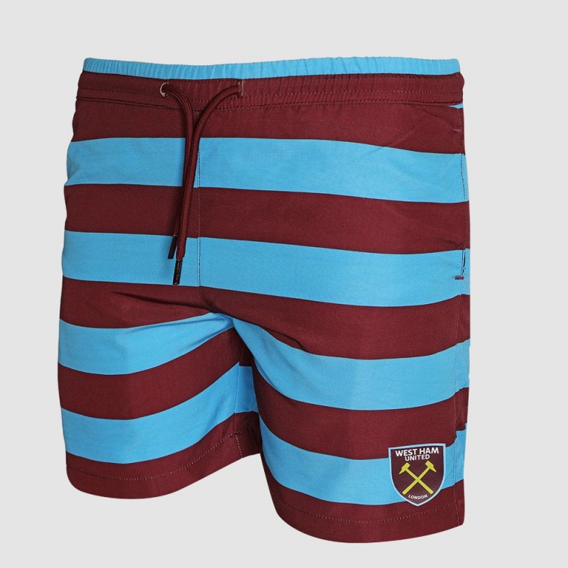 Bar Stripe Beach Shorts - Claret/Blue Bar Stripe Beach Shorts - Claret/Blue