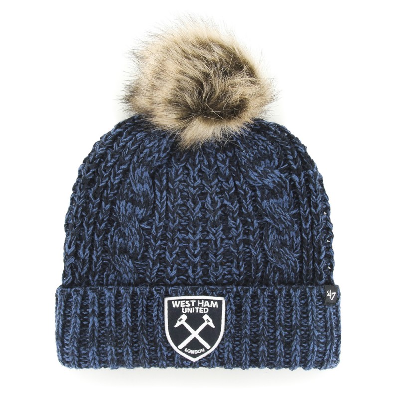 West Ham 47 - Womens Navy Cable Cuff Knit Hat