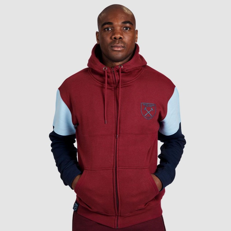 Claret Panel Full Zip Hoodie