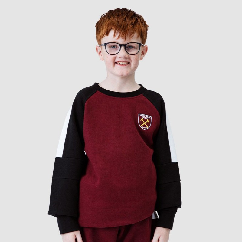 Junior West Ham Claret Panel Sweatshirt