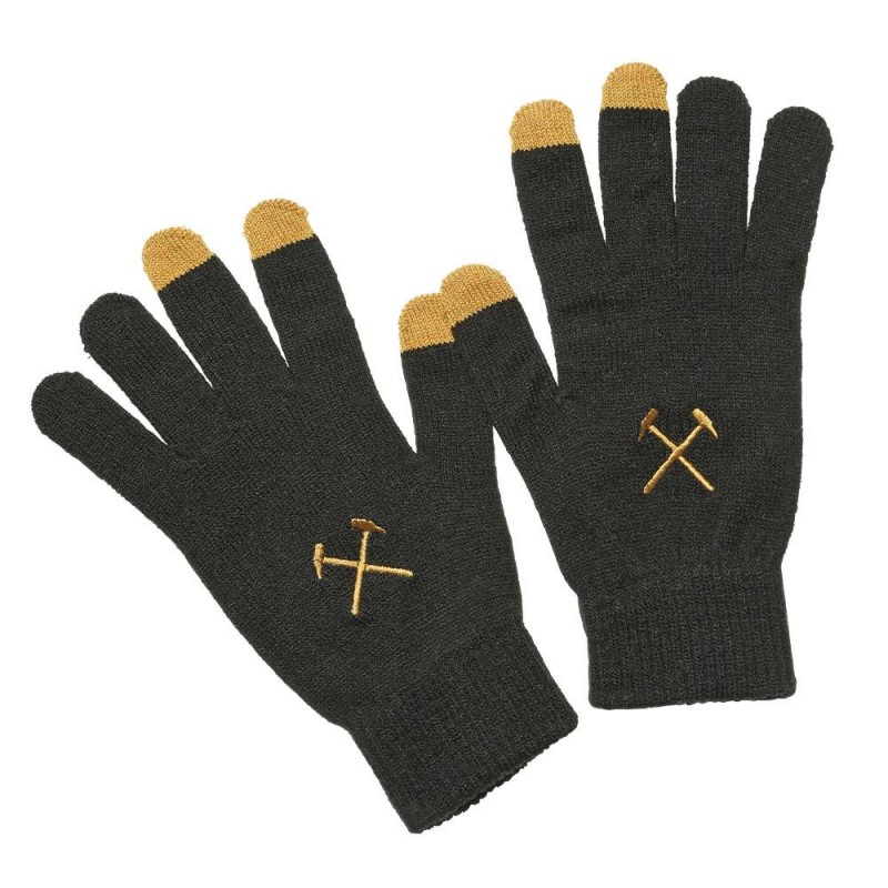 Adults Touch Screen Gloves Black/Gold