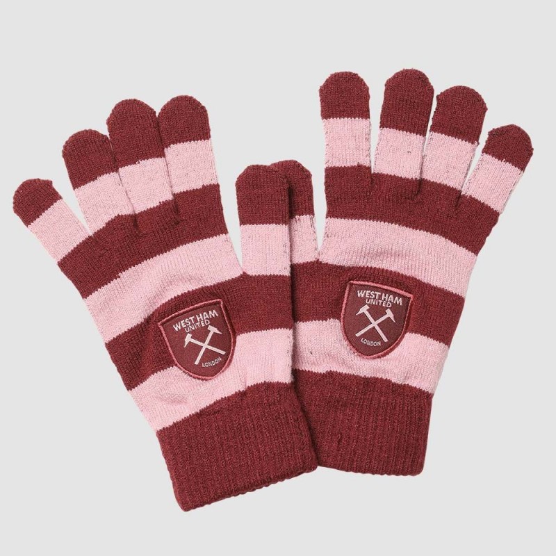Adults Claret/Pink Striped Gloves Adults Claret/Pink Striped Gloves