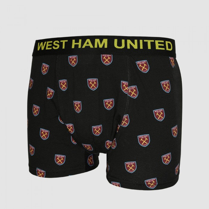 West Ham Junior Black Crest Boxer Shorts West Ham Junior Black Crest Boxer Shorts