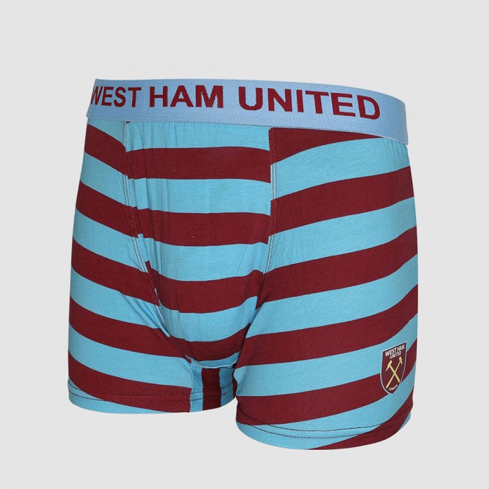 West Ham Junior Bar Stripe Boxer Shorts