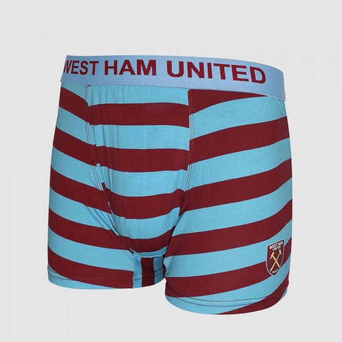 West Ham Junior Bar Stripe Boxer Shorts West Ham Junior Bar Stripe Boxer Shorts