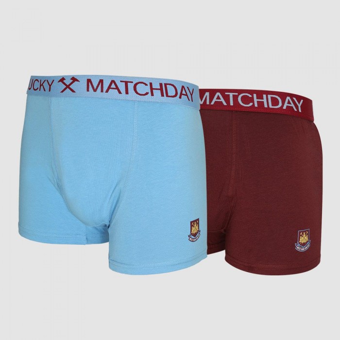West Ham Junior 2 Pack Lucky Matchday Boxer Shorts West Ham Junior 2 Pack Lucky Matchday Boxer Shorts