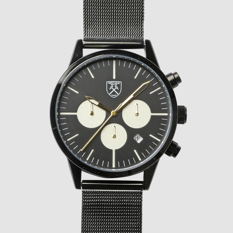 Black Mesh Bracelet Chronograph Crest Watch