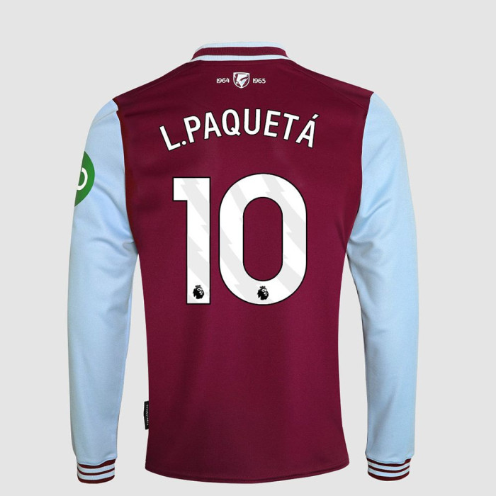 Junior Long Sleeve Home Shirt 24/25 - Claret/Blue